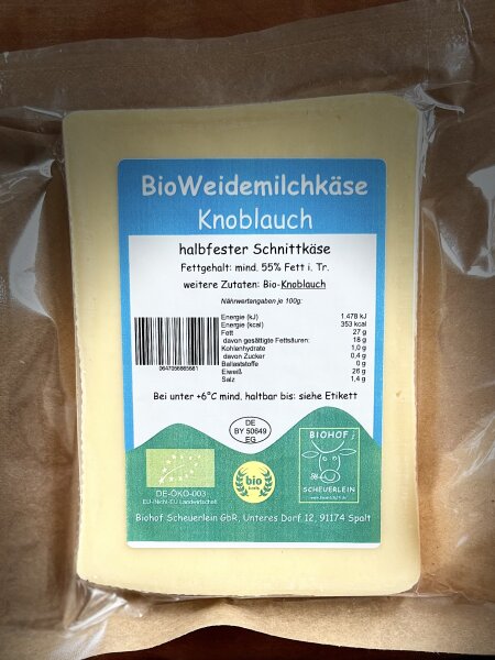 Bio-Weidemilchk&auml;se Knoblauch 200g